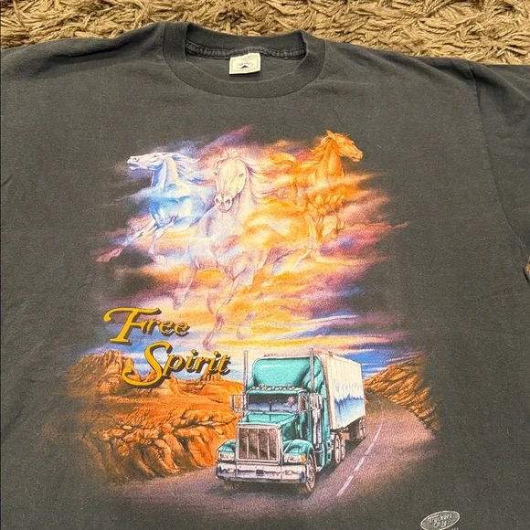 Rare Delta VTG 1994 Truckers Only Free Sprit 3D Emblem T-shirt SZ-L